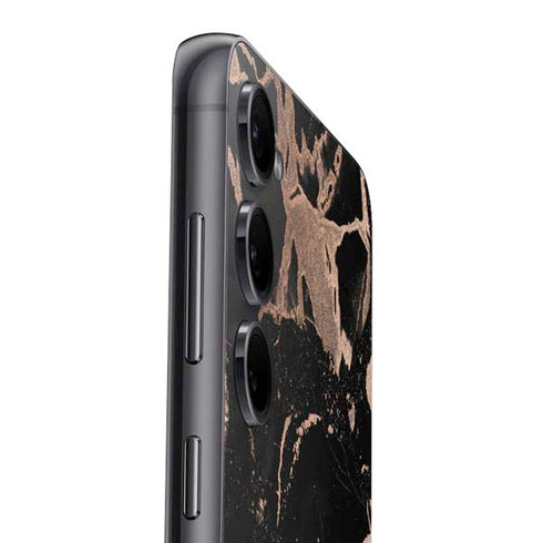 Black and Rose Gold Marble Split Galaxy S25 Skin